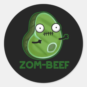Sticker Rond Zom-beef amusant Zombie Plume de viande Zombie Dar