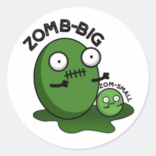 Sticker Rond Zom-big Zom-small Funny Halloween Zombie Pun