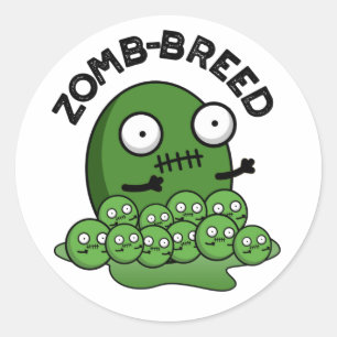 Sticker Rond Zom-breed Funny Halloween Zombie race Pun