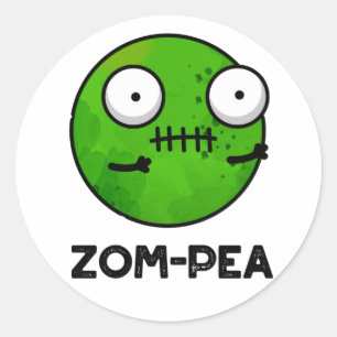 Sticker Rond Zom-pea Drôle Halloween Zombie Pea Pun