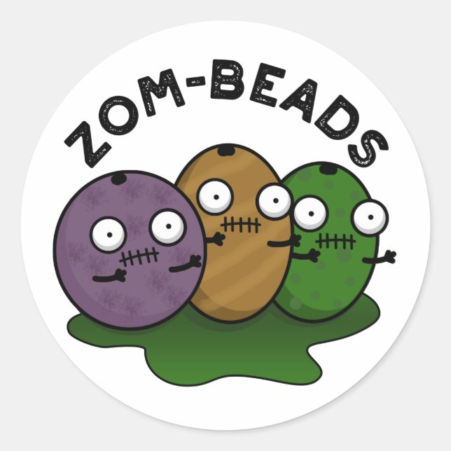 Sticker Rond Zom-perles amusant Halloween Zombie perles jeu (Devant)