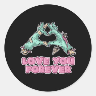 Sticker Rond Zombie Classic - Squelette Coeur Et Mains