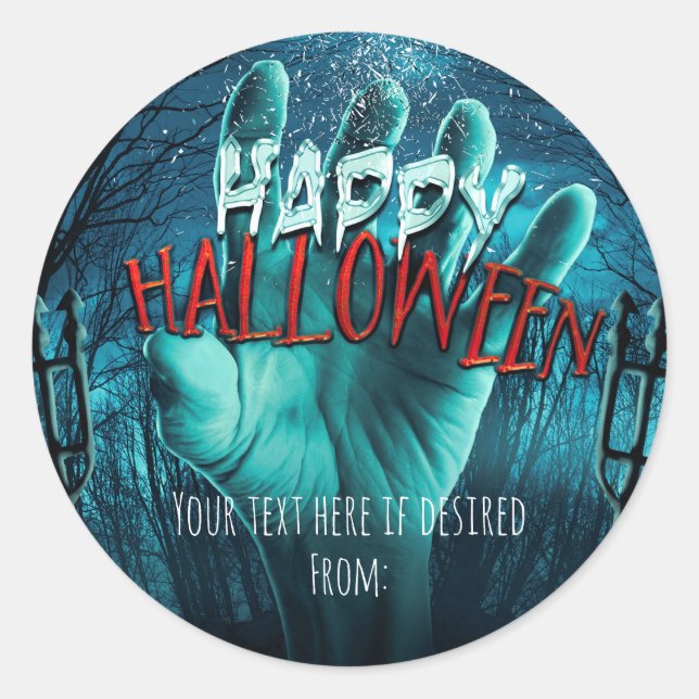 Sticker Rond Zombie Joyeux Halloween Parti Favoriser (Devant)