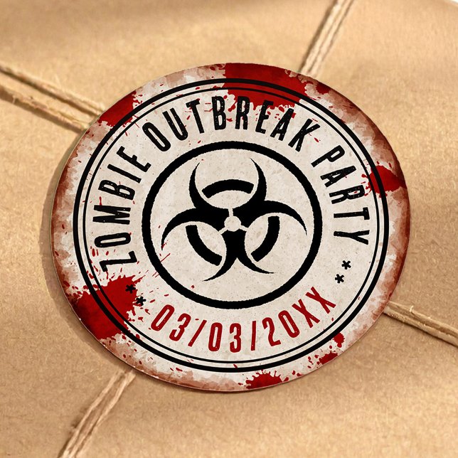 Sticker Rond Zombie outbreak party with biohazard (Créateur téléchargé)