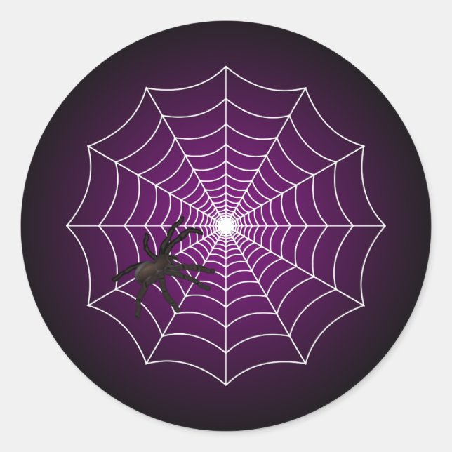 Sticker Rond Zombie Purple Spider Web sur Noir (Devant)