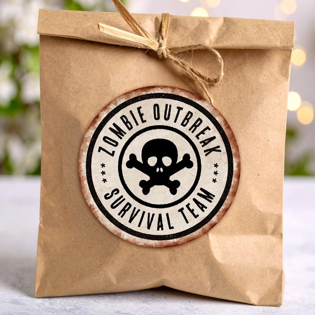 Sticker Rond Zombie survival team with skull (Créateur téléchargé)