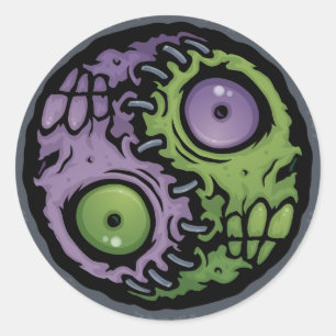 Sticker Rond Zombie Yin-Yang