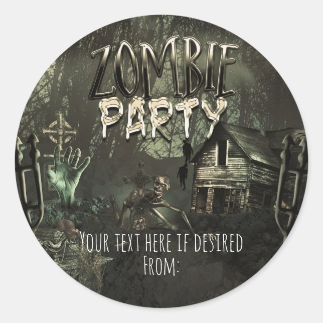 Sticker Rond Zombies Anniversaire Fun Favoriser (Devant)