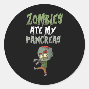 Sticker Rond Zombies Ate My Pancreas T1d Type 1 Diabète Fille K