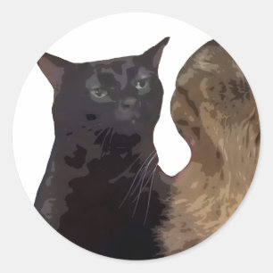 Sticker Rond Zonage de chat noir