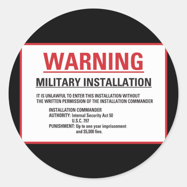 Sticker Rond Zone d'avertissement 51 Installation militaire (Devant)