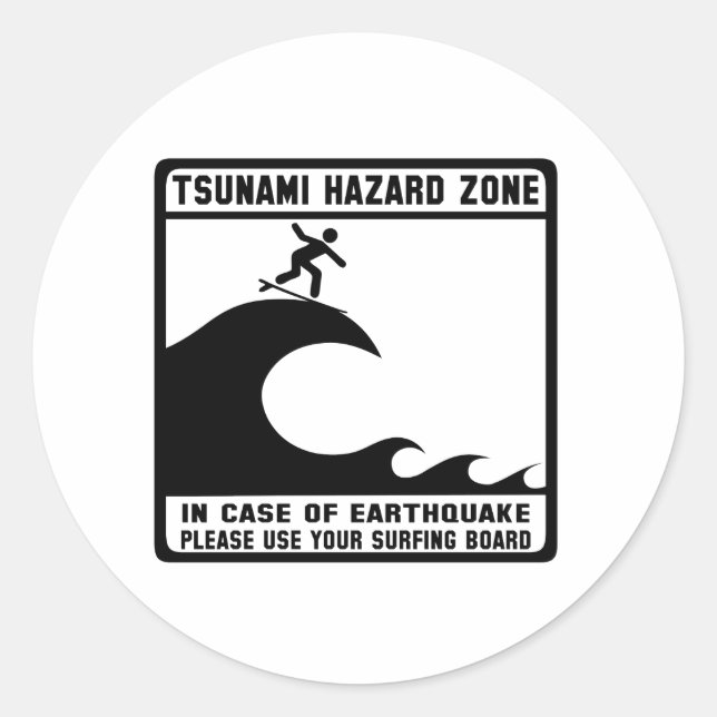 Sticker Rond Zone de risque de tsunami (Devant)