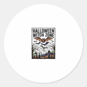 Sticker Rond Zone de sorcière d'Halloween Dessin de chauves-sou