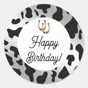 Sticker Rond Zones d'argent et de vache noire Anniversaire