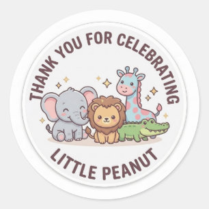 Sticker Rond Zoo Mignon Animal Kawaii Enfants Sauvage Safari Am
