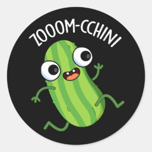 Sticker Rond Zoom-cchini Funny Zucchini Pun Dark BG