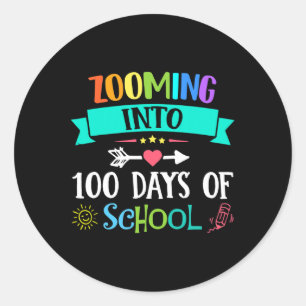 Sticker Rond Zoomer Dans 100 Jours De Cadeau Enseignant Enfants