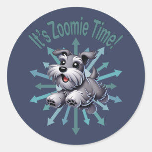 Sticker Rond Zoomie Time Miniature Schnauzer