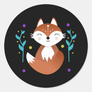 Sticker Rond Zorra nocturna meditando en la noche