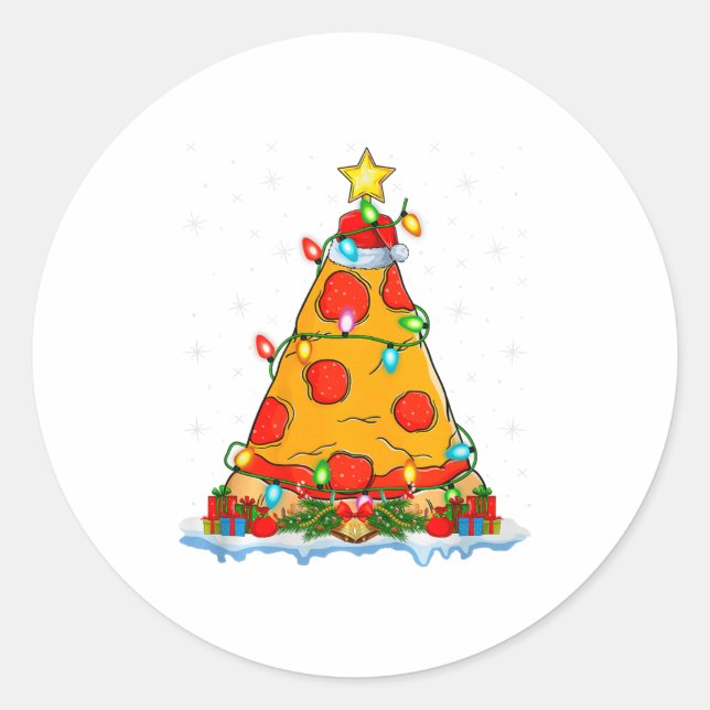 Sticker Rond Zza Christmas Tree Lights Santa Hat Fast Food Zza  (Devant)