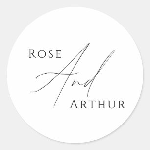 Sticker ronde minimaliste Mariage de script classi