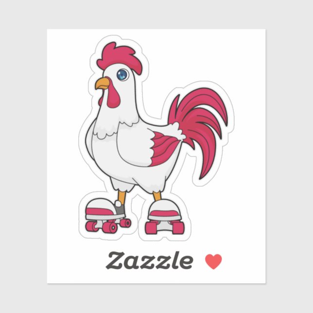 Sticker Rooster à Patinage en ligne avec Roller skates (Feuille)