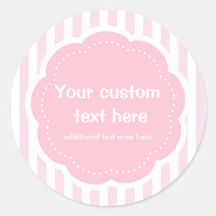Sticker rose blanc rayé moderne Étiquette