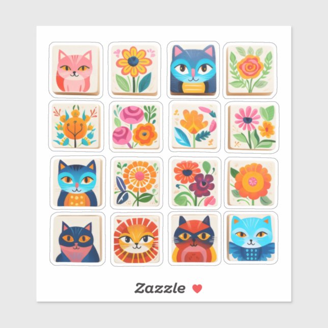 Sticker Rose de chat fleur de chat (Feuille)