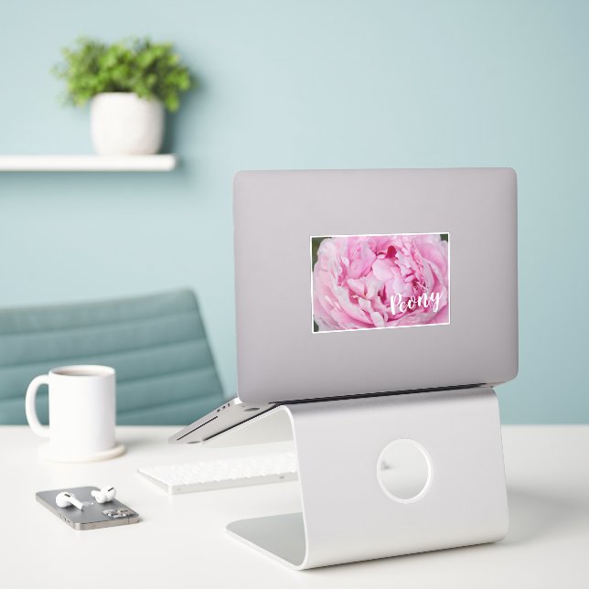 Sticker Rose de fleurs de pivoine pour fleurs et amoureux  (Ordinateur portable sur le bureau)