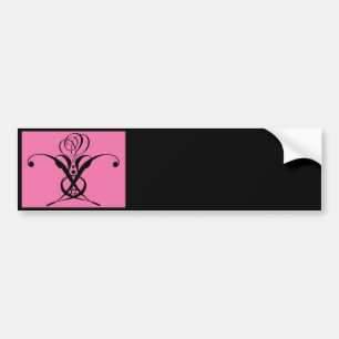 Sticker Rose de pare-chocs rose Art Decor noir