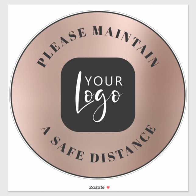 Sticker Rose Distance Sécuritaire Or Votre Logo Plancher (Feuille)