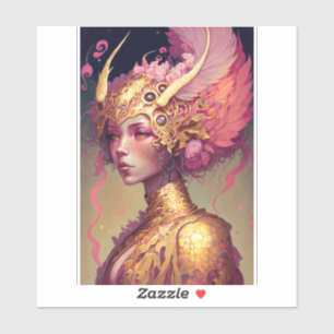 Sticker Rose Dragon femme Imaginaire Art