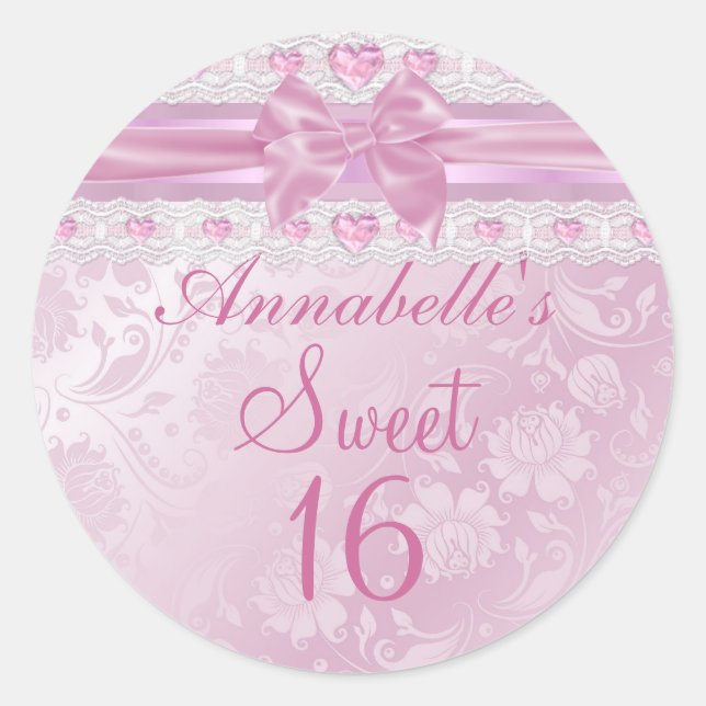 Sticker rose Fleur & Bow Sweet 16 (Devant)