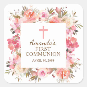 Sticker rose Floral First Holy Communion