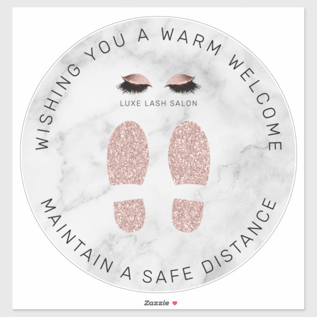 Sticker Rose Gold Beauté Salon Distancing Floor Marker (Feuille)