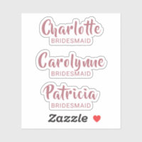 Sticker rose Gold Bridesmaid Nom Custom-Cut Vinyl