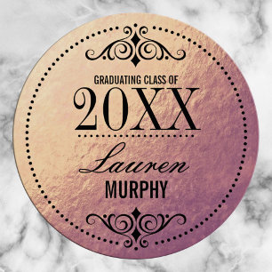 Sticker Rose Gold Faux Élégant Graduation