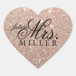 Sticker - Rose Gold Glitter Heart Fab future Mrs.