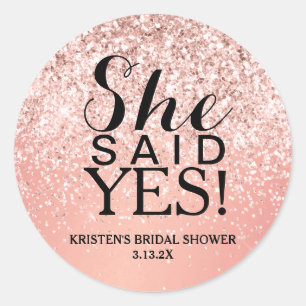 Sticker - Rose Gold Glitter She Said Yes