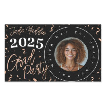 Sticker rose Gold Graduation Photo Confetti Design