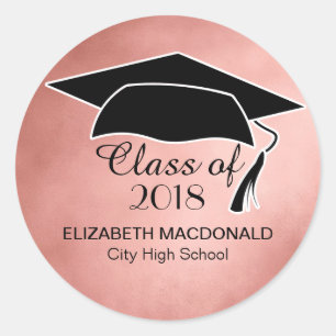 Sticker rose Gold Graduker Black Mortar Board