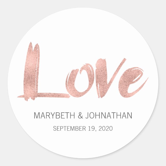Sticker Rose Gold Love Wedding Favor (Devant)