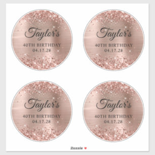 Sticker Rose Gold Pailleté Cercles 6" 40e Anniversaire