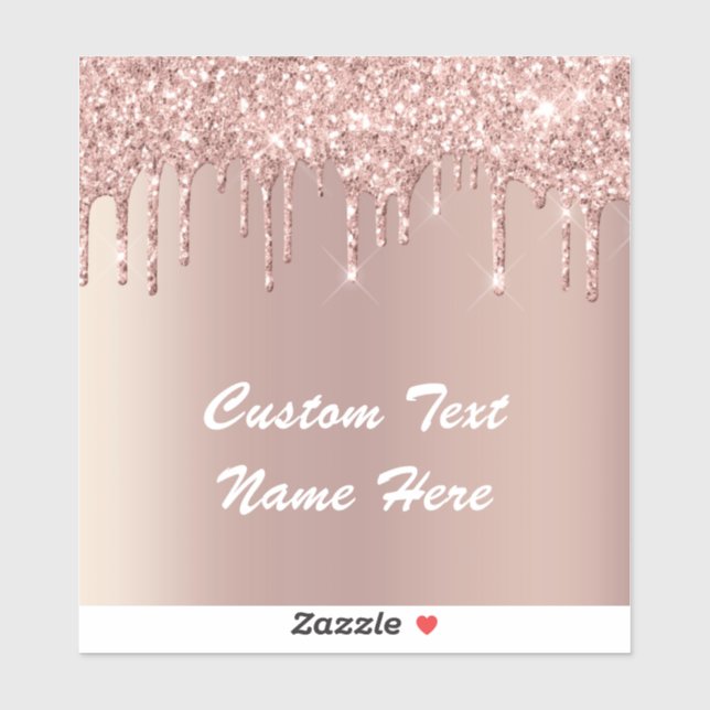 Sticker Rose Gold Parties scintillant Texte personnalisé V (Feuille)