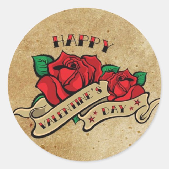 Sticker Rose Heureuse Sainte-Valentin de tatouage (Devant)