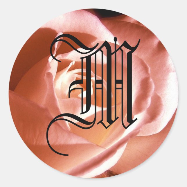 Sticker rose Monogramme "M" personnalisable (Devant)