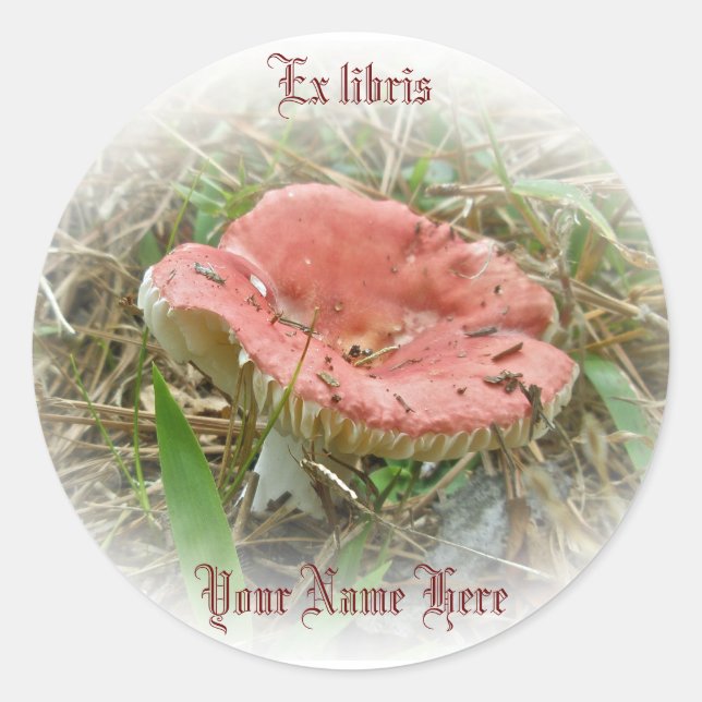 Sticker rose Mushroom Ex libris (Devant)