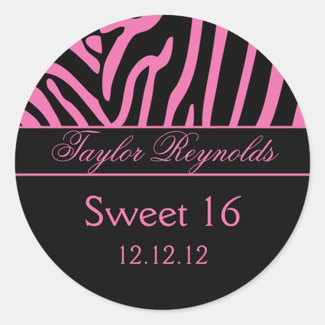 Sticker rose noir Zebra Sweet 16 (Devant)