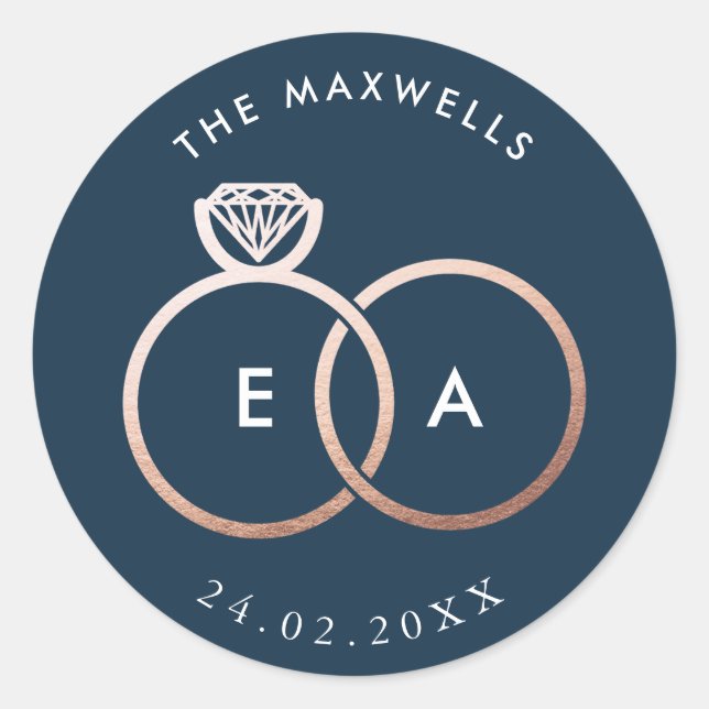 Sticker Rose  or Cercles Marine Blue Mariage (Devant)