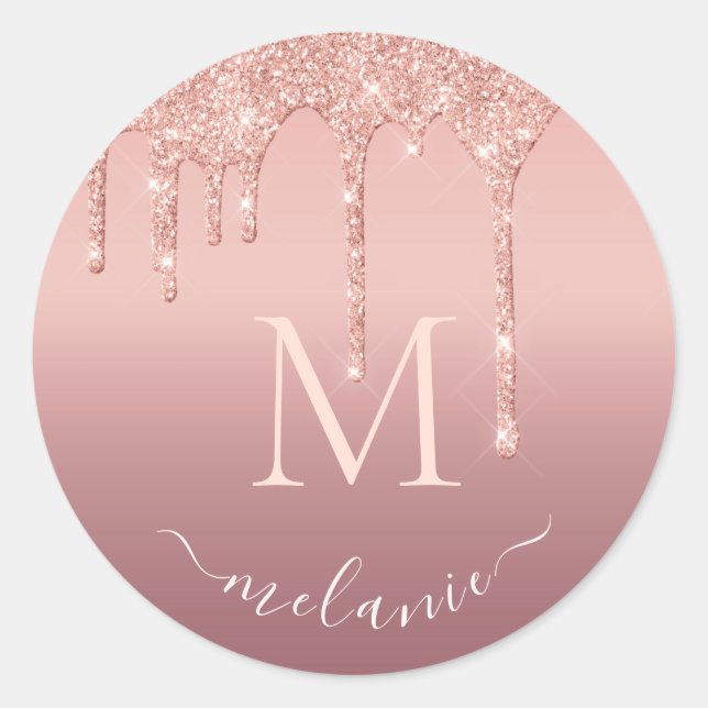 Sticker Rose Parties scintillant or de nom de lett (Devant)